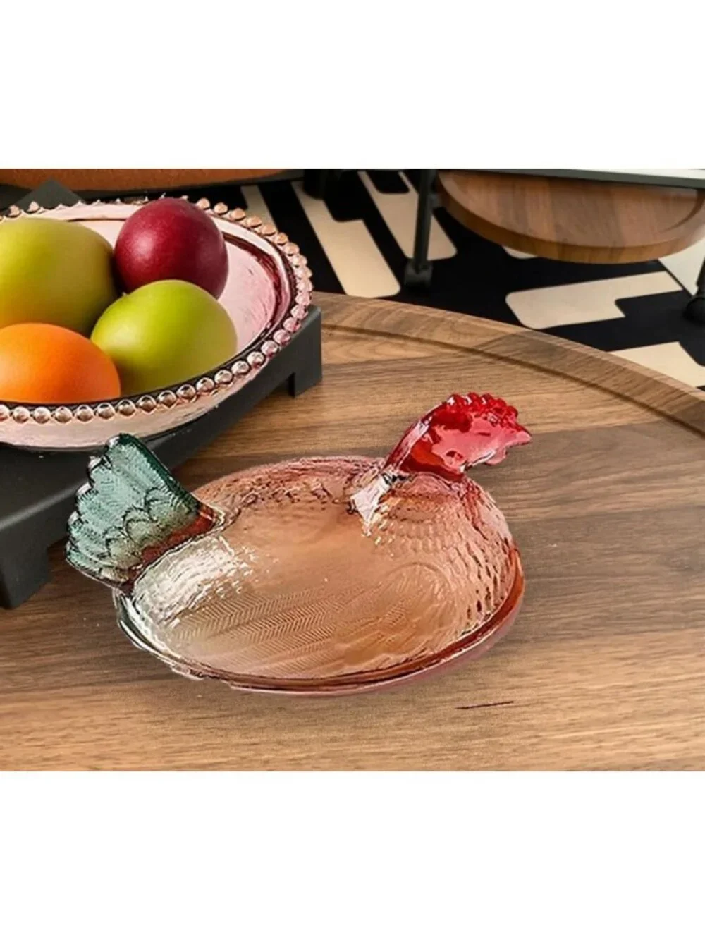 Vintage Glass Hen on Nest Dish with Lid | Large Rooster Candy Bowl, Colorful